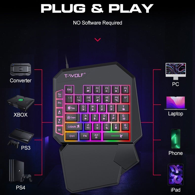 Lei Lang TF900 Single Hand Mouse Keyboard Suit