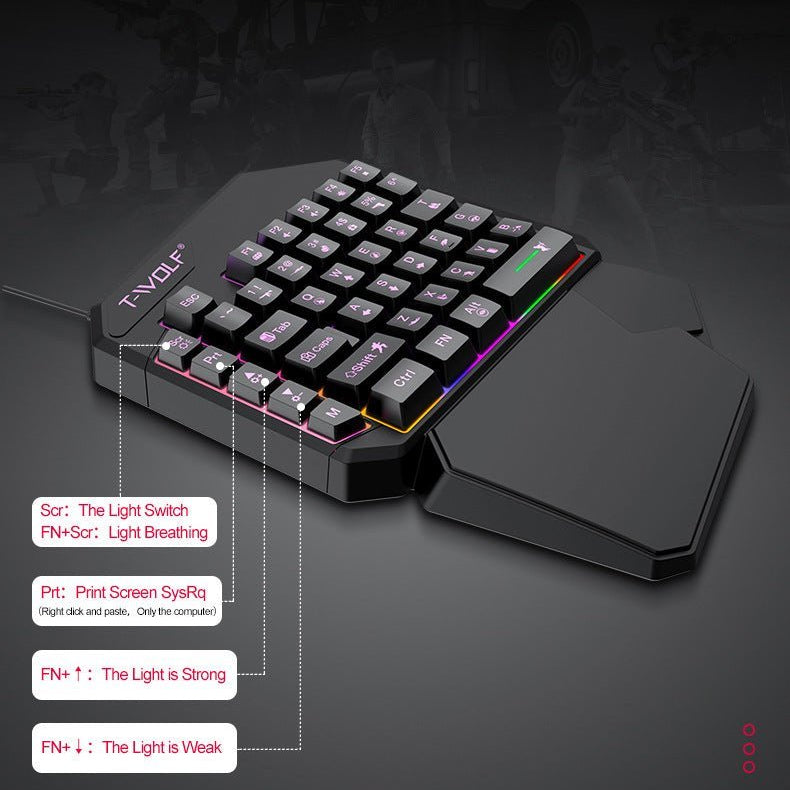 Lei Lang TF900 Single Hand Mouse Keyboard Suit
