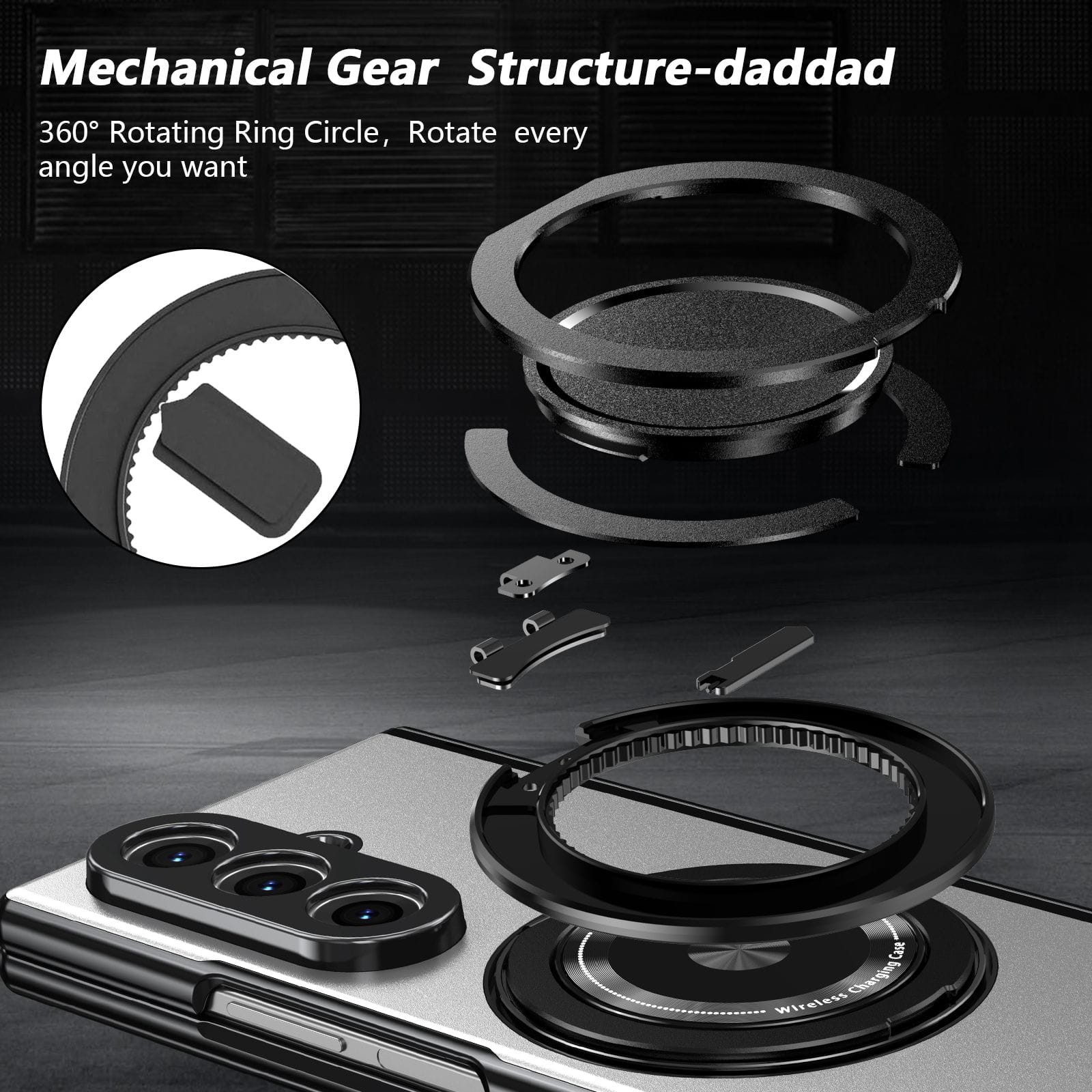 Magnetic Ring Kickstand with Tempered Glass